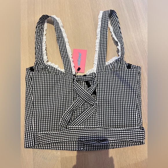 Edikted Gingham Bustier Corset Cotton Top - Picture 2 of 4